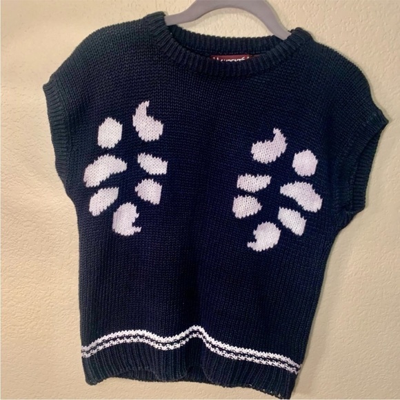 Laurente Rome Paris Sweater Large Black White Design Short-Sleeve Sweater Vest - Picture 8 of 15